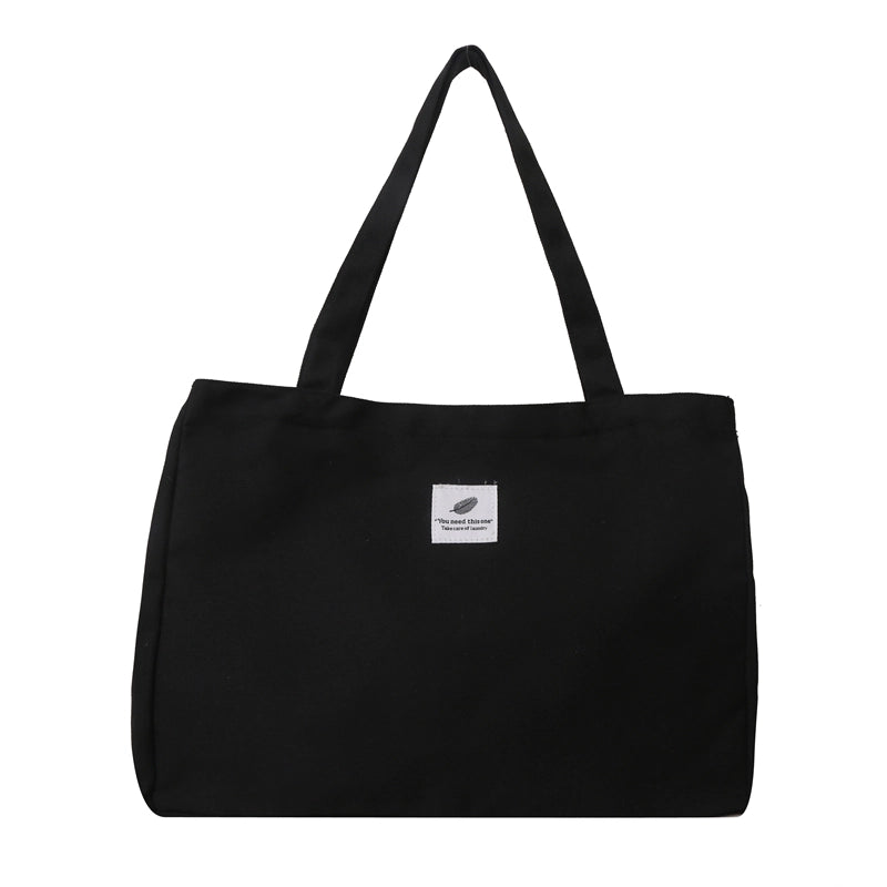 Women's Canvas Solid Color Basic Square Zipper Shoulder Bag