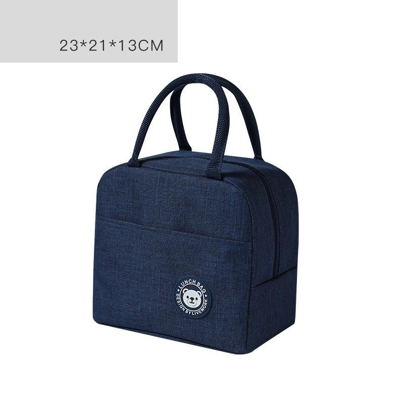 Kid's Adults Polyester Solid Color Classic Style Weave Square Zipper Lunch Bag Handbag