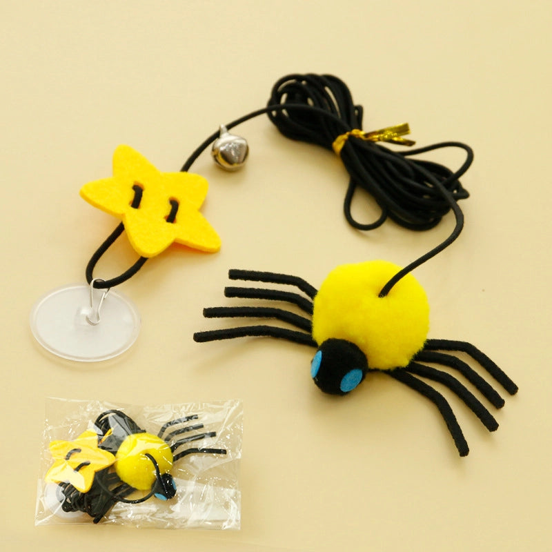 Cat Toy Hanging Door To Relieve Boredom And Swing Self-hanging Elastic Rope Feather Cat Stick Bell Spider Cat Supplies
