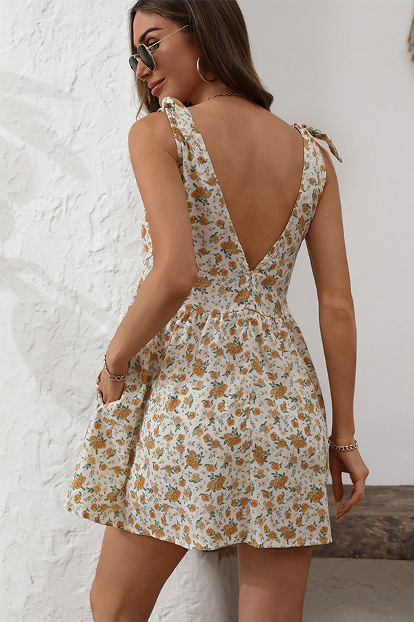 Floral Print Cute Mini Casual Dress