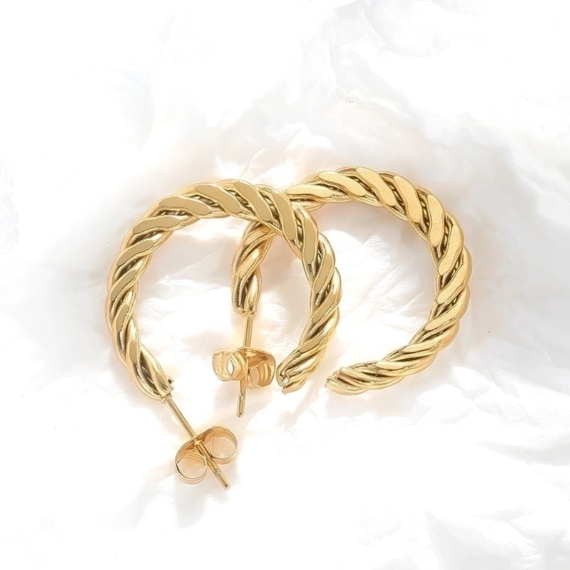 1 Pair Minimalist Classic Style Solid Color Polishing Plating Stainless Steel 18K Gold Plated Ear Studs