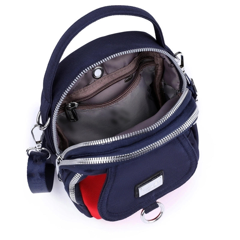 Women's Small Nylon Color Block Classic Style Semicircle Zipper Crossbody Bag
