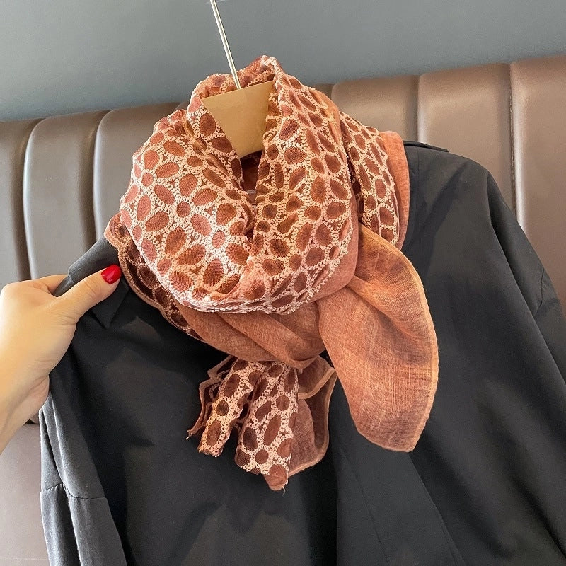 Women's Classic Style Solid Color Voile Patchwork Shawl