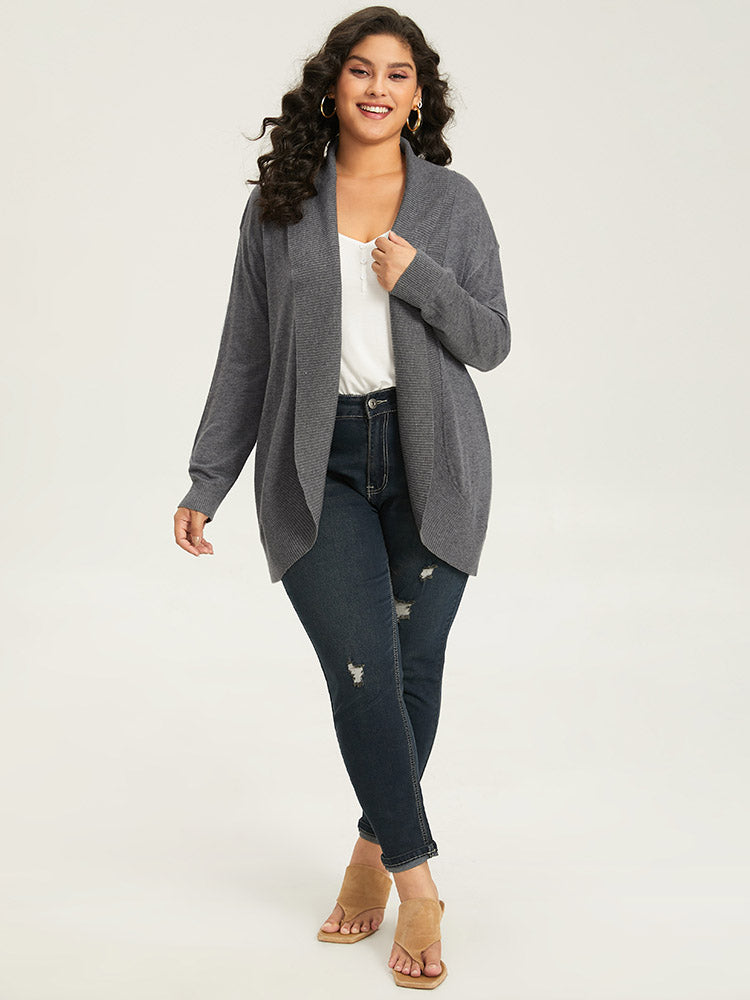 Supersoft Essentials Plain Texture Arc Hem Cardigan