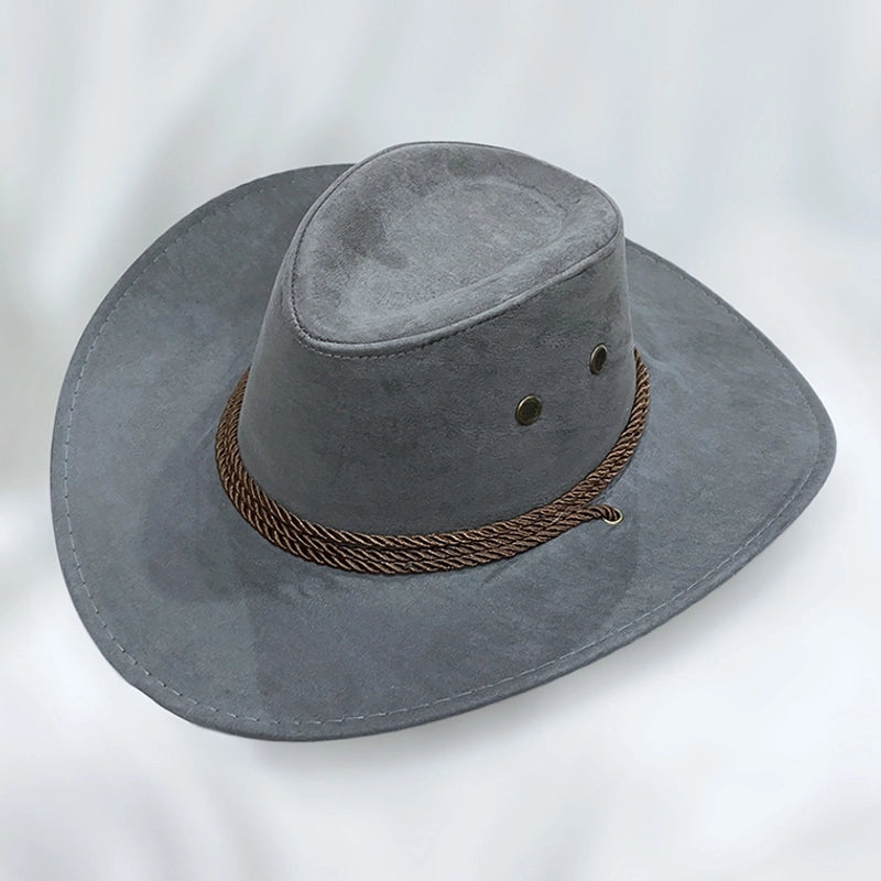 American Western Cowboy Hat Spring And Autumn Leather Men's Mountain Climbing Spanish Women's Sun Big Edge Sun Hat Sunscreen Travel