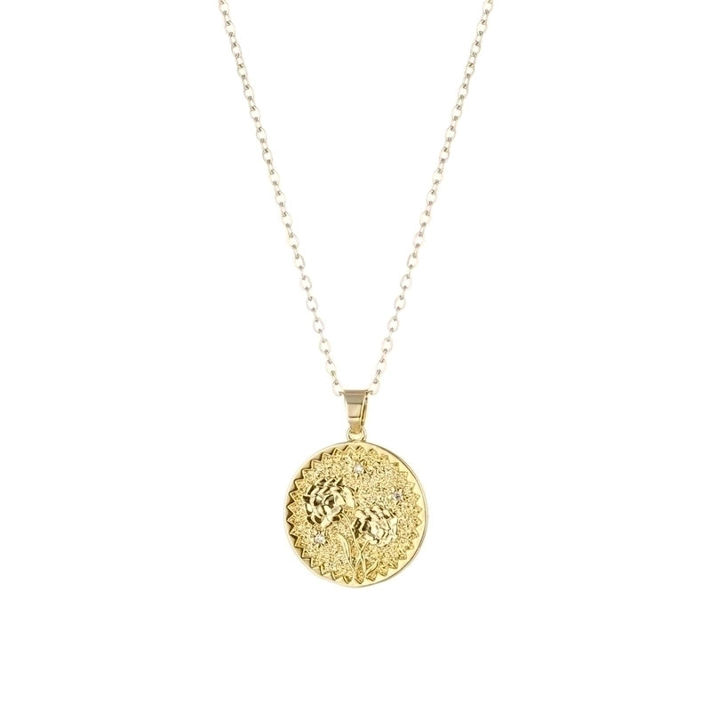Stainless Steel Titanium Steel Fashion Inlay Plating Flower Chrysanthemum Lotus Zircon Pendant Necklace