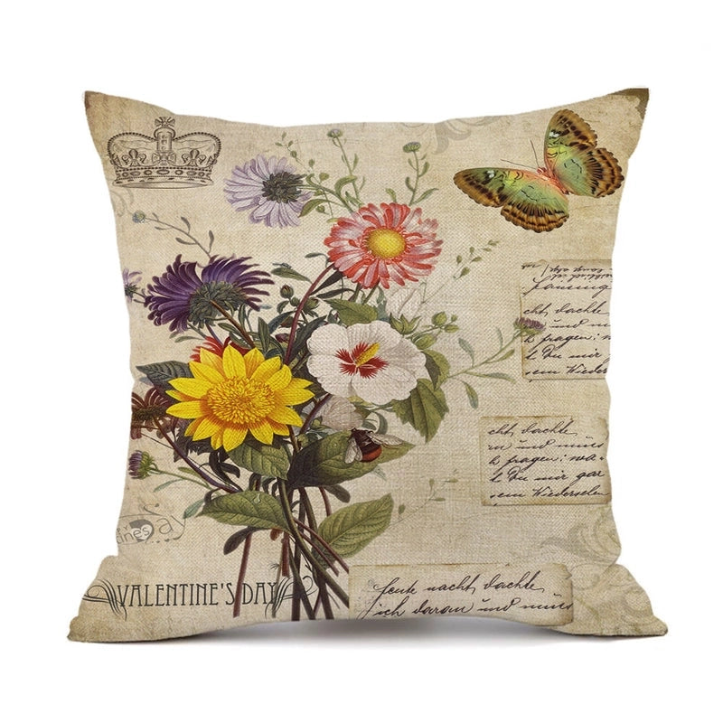 Pastoral Sunflower Linen Pillow Cases