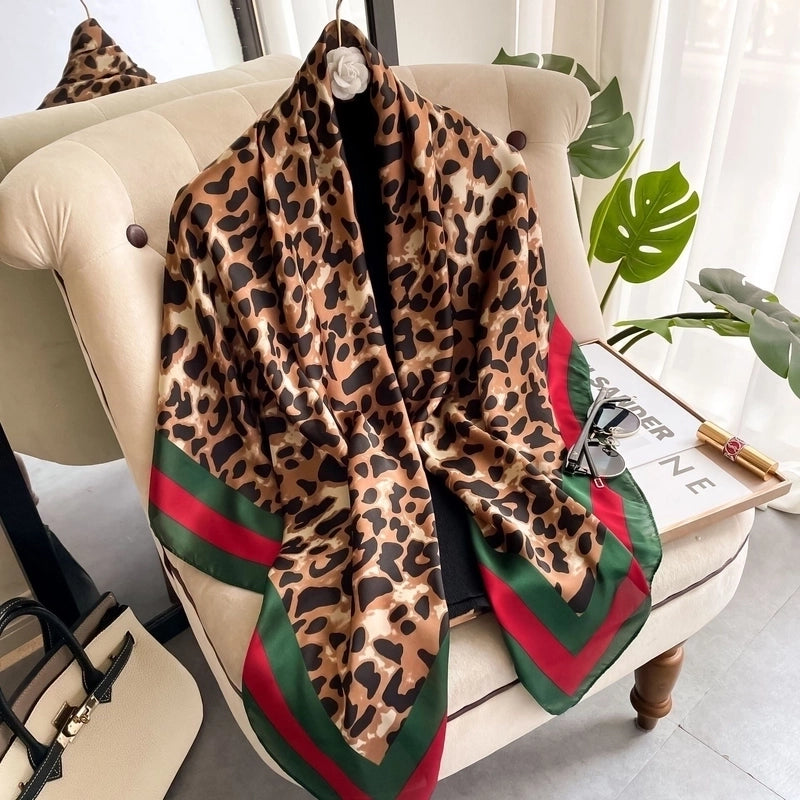 Women's Vintage Style Letter Color Block Polyester Silk Scarves