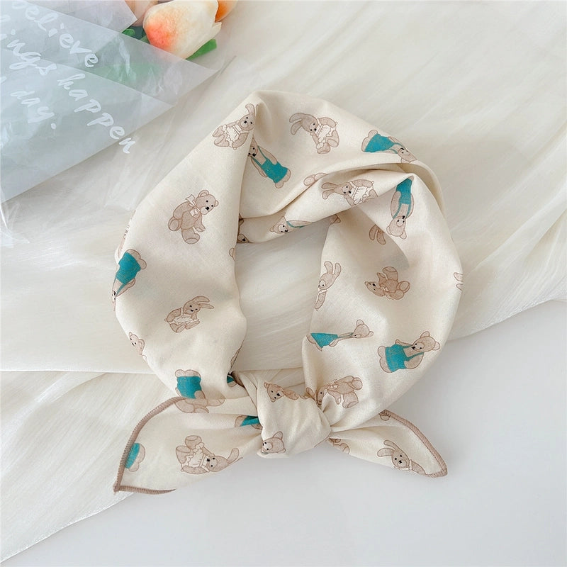 Women's Elegant Sweet Ditsy Floral Polka Dots Heart Shape Polyester Silk Scarf