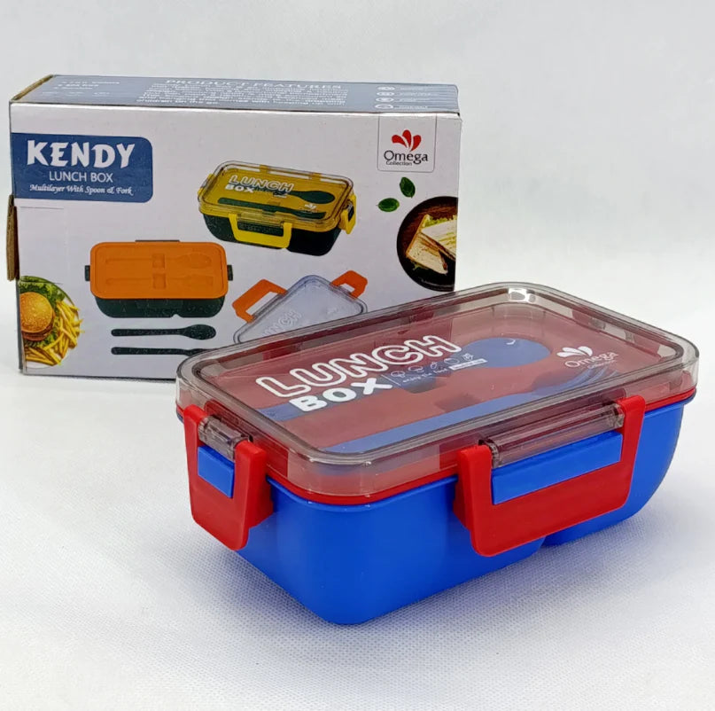 Plastic Kendy 2-Portion Lunch Box with Spoon and Fork