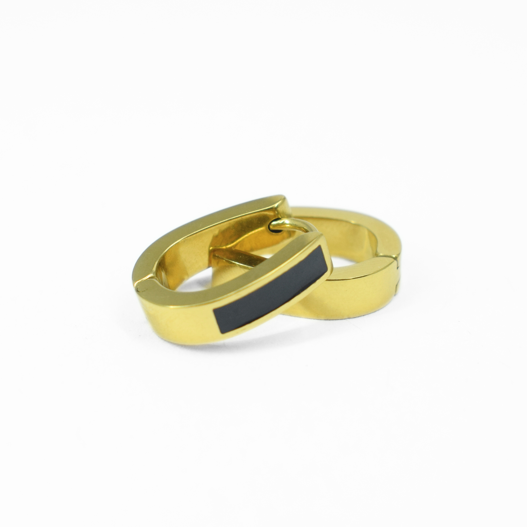 Oval hoops with black bar detail - Gold