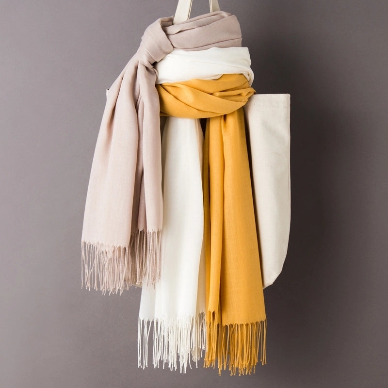 Thin Cashmere Scarf Solid Color Tassel Shawl LOGO Gift Scarf Factory Direct