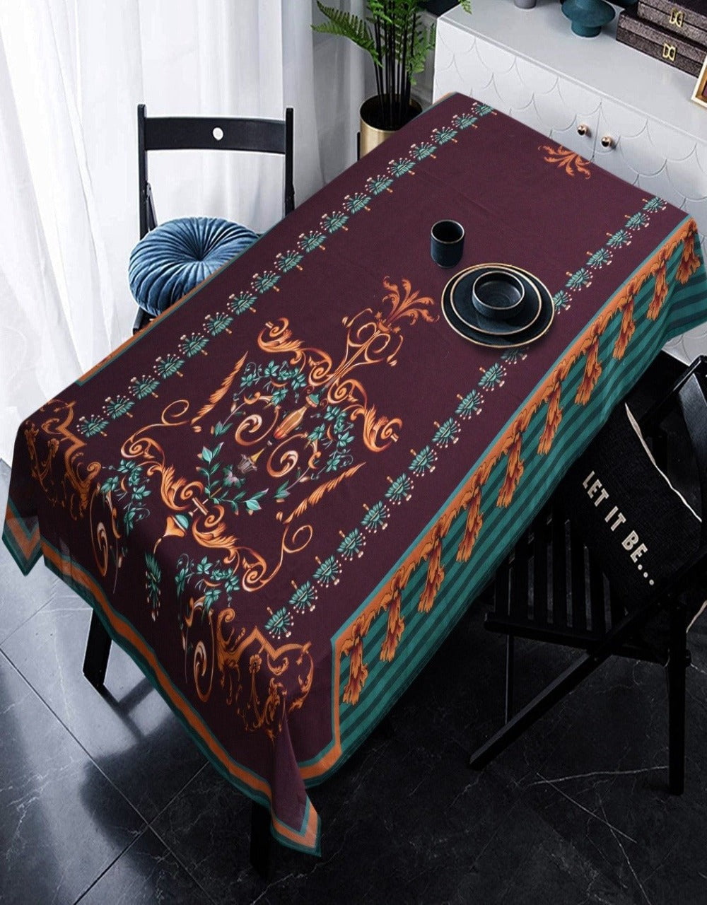 6 & 8 Seater Digital Printed Table Cover(4446)-TB30