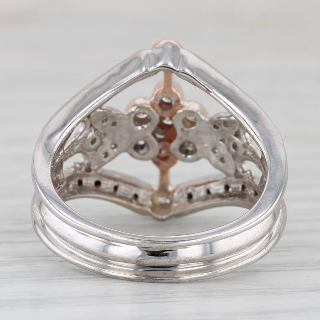 0.33ctw Diamond Flower Cluster Ring 14k Yellow White Gold Size 7 Cocktail