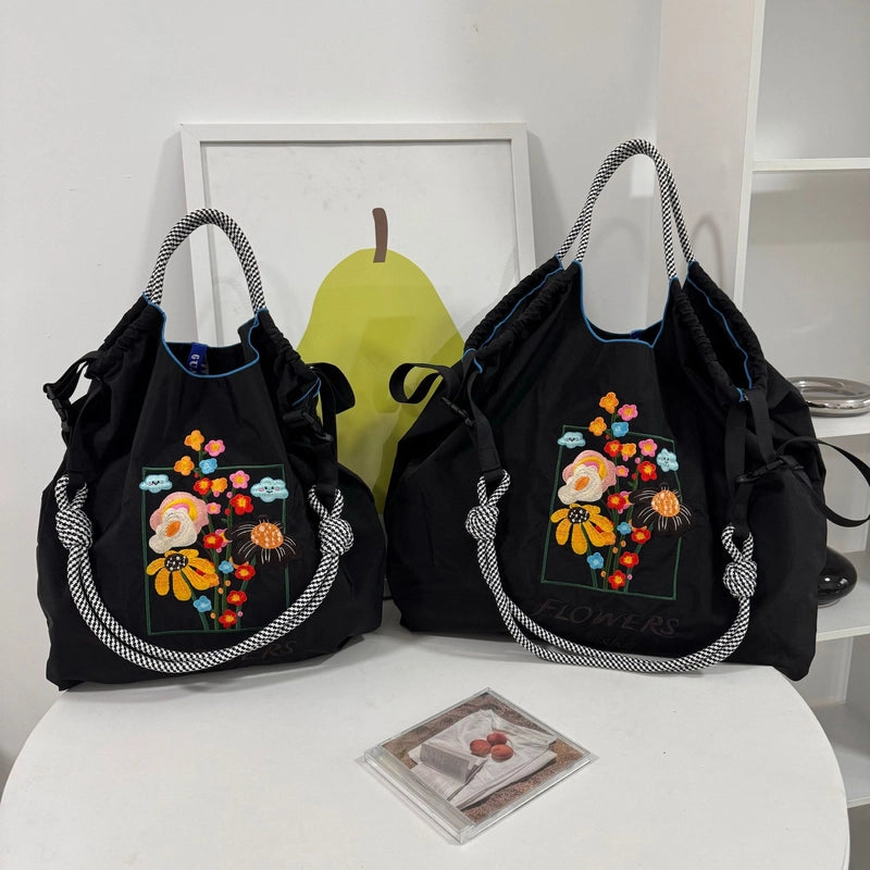 Women's Medium Nylon Color Block Vintage Style Classic Style Square Open Handbag