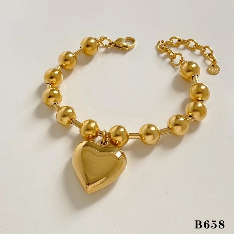 Vacation Modern Style Pentagram Round Heart Shape 304 Stainless Steel 16K Gold Plated White Gold Plated Gold Plated Plating Bracelets Necklace