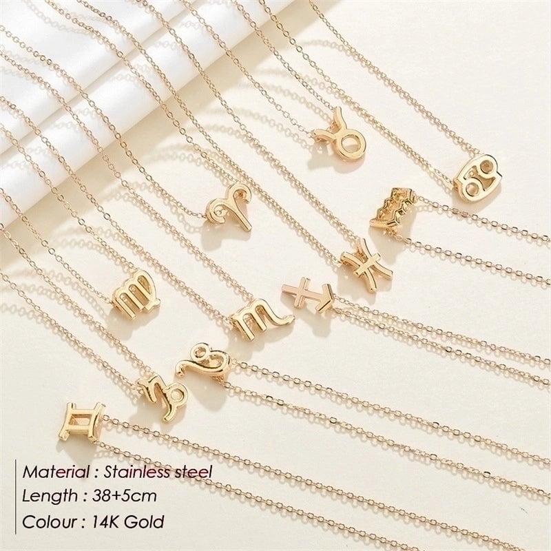 Stainless Steel Titanium Steel 14K Gold Plated Fashion Plating Constellation Necklace