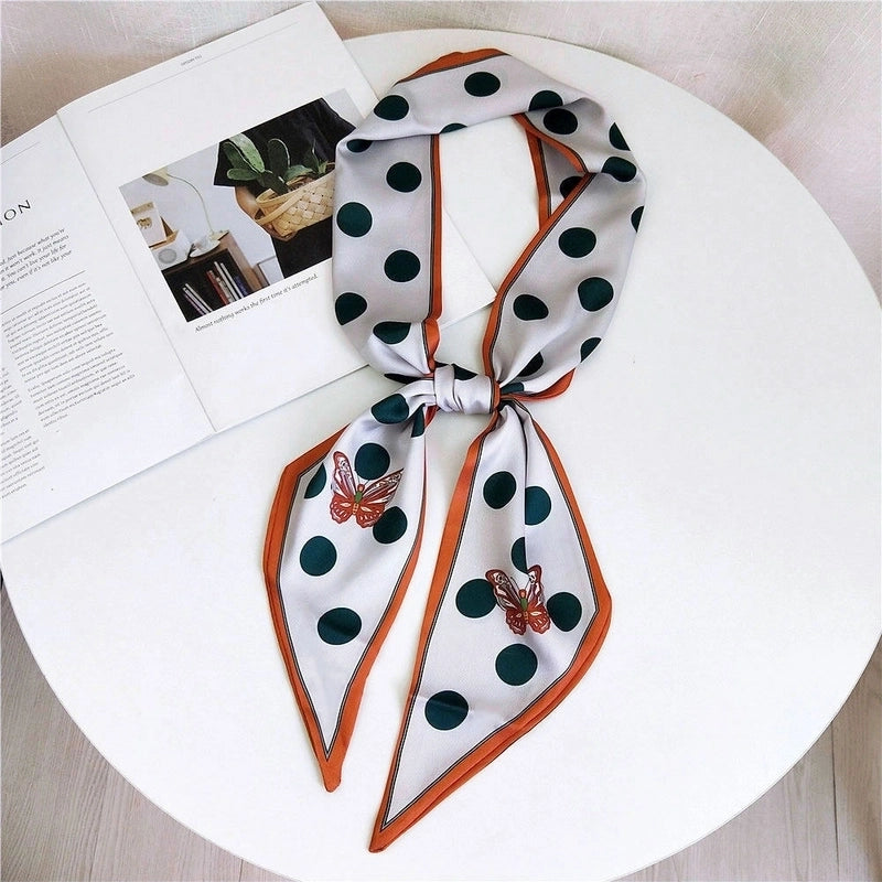 Women's Sweet Polka Dots Heart Shape Butterfly Polyester Satin Printing Silk Scarves