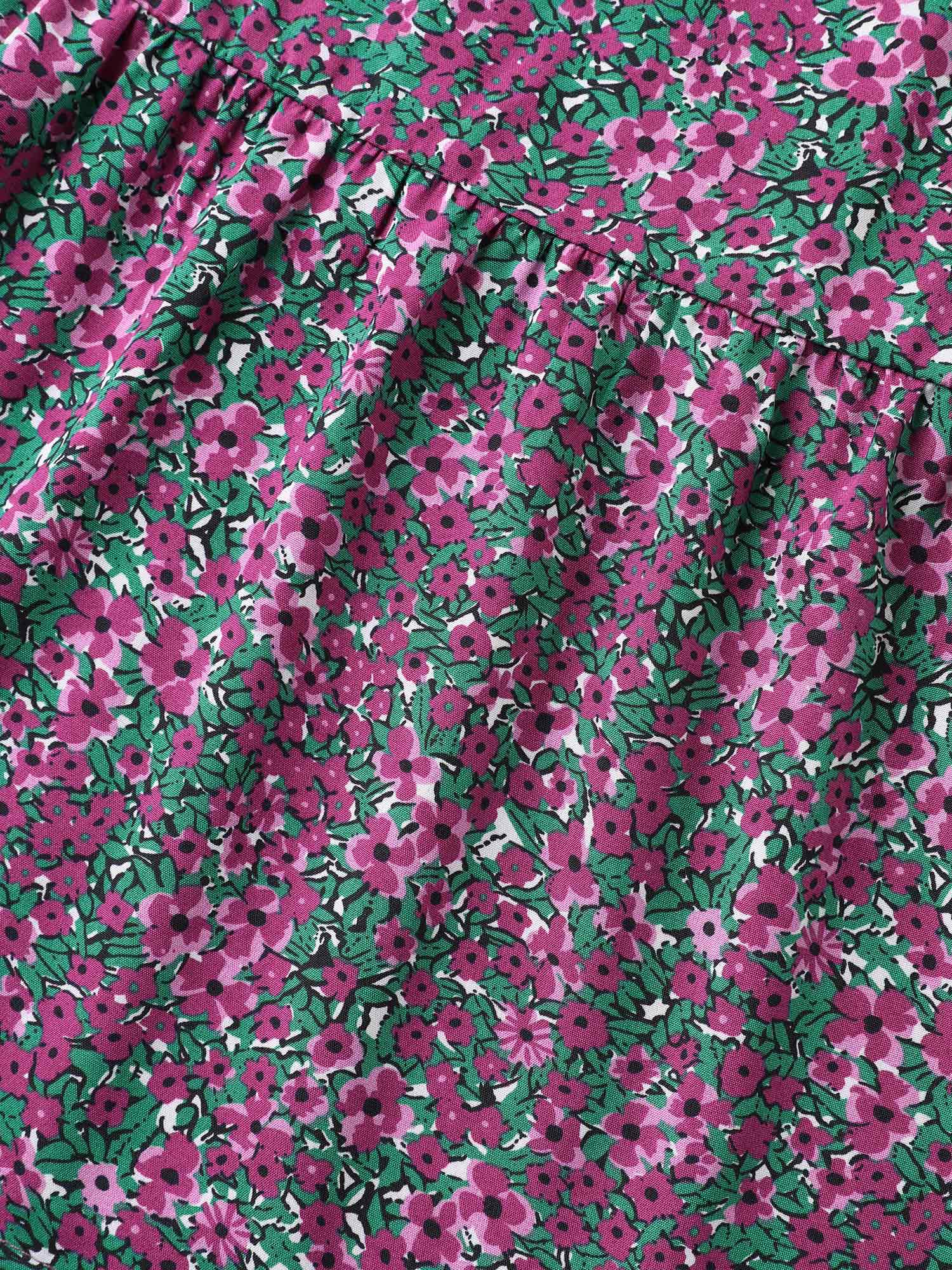 Floral Print V-Neck Tiered Midi Dress