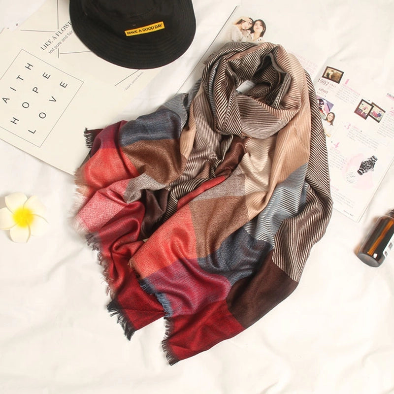 Nepal Cashmere Nine Color Plaid Women's Scarf Autumn And Winter Warm Unisex Scarf Shawl