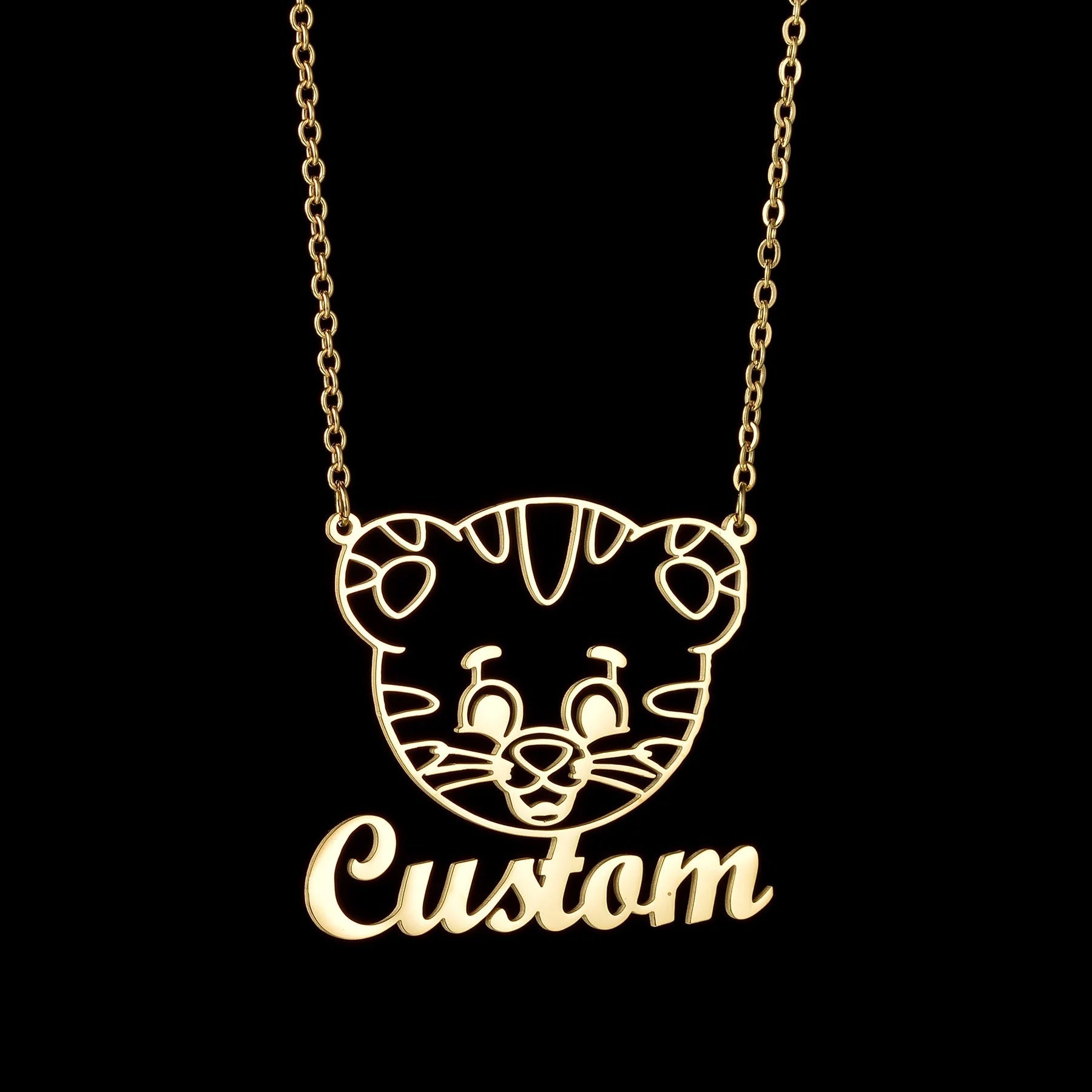 Custom Animal Outline Pendant Necklace With Name Design