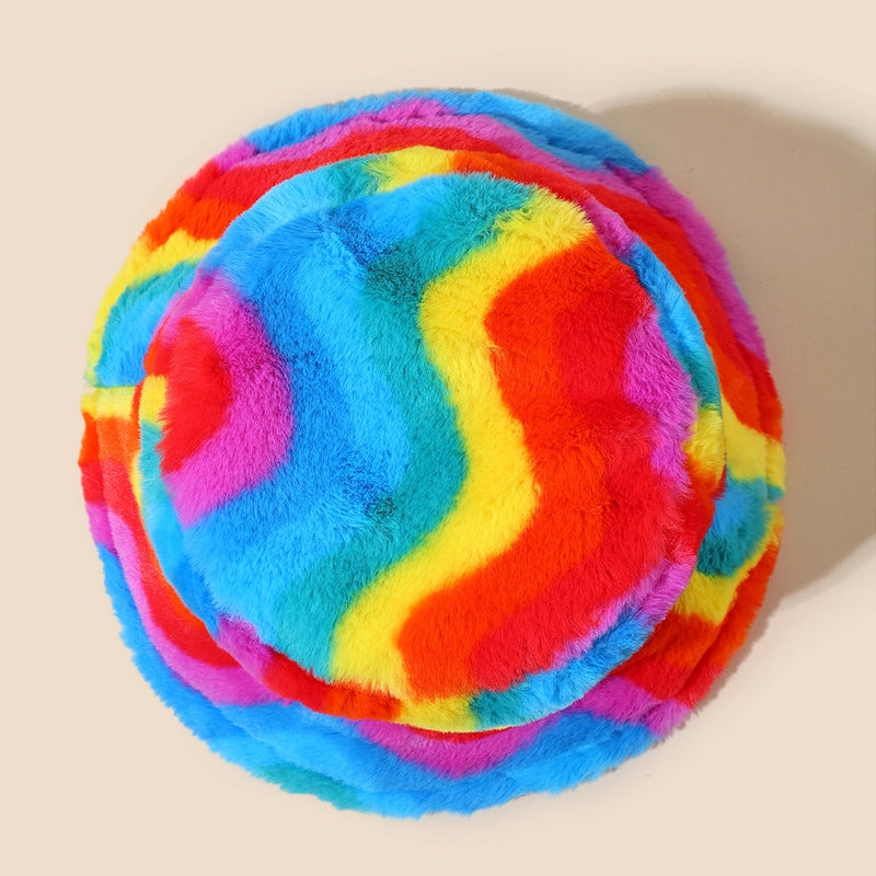 Unisex Retro Rainbow Leopard Wide Eaves Bucket Hat