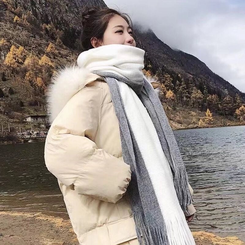 Scarf Women's Winter Versatile Cute Student Thickened Wool Warm Internet Celebrity Scarf Men