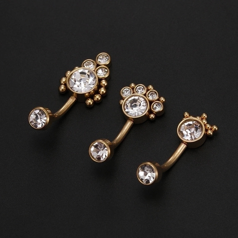 Minimalist Round Stainless Steel Inlay Zircon Belly Ring 1 Piece