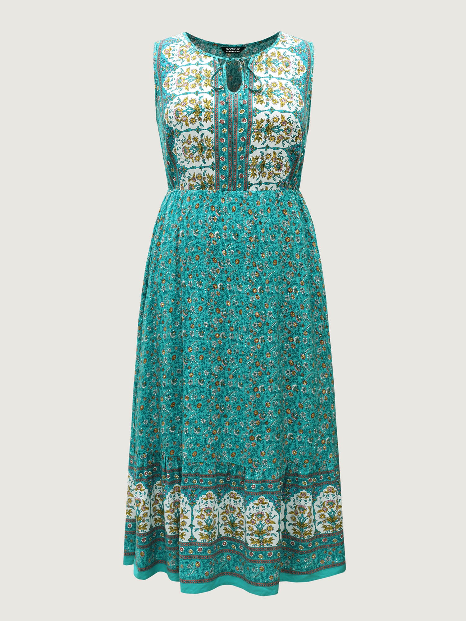 Rayon Neck Cut-Out Ties Midi Dress