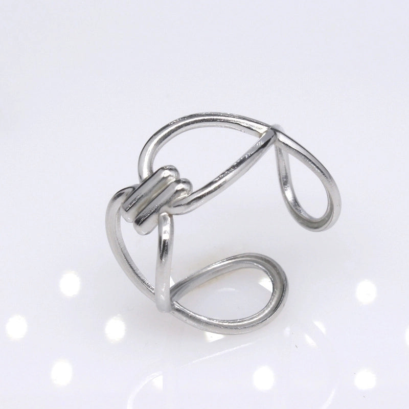 Retro Geometric Titanium Steel Plating Open Ring 1 Piece