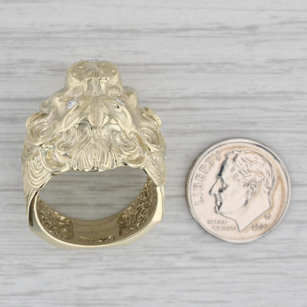 0.29ctw Diamond Roaring Lion Ring 14k Yellow Gold Size 10