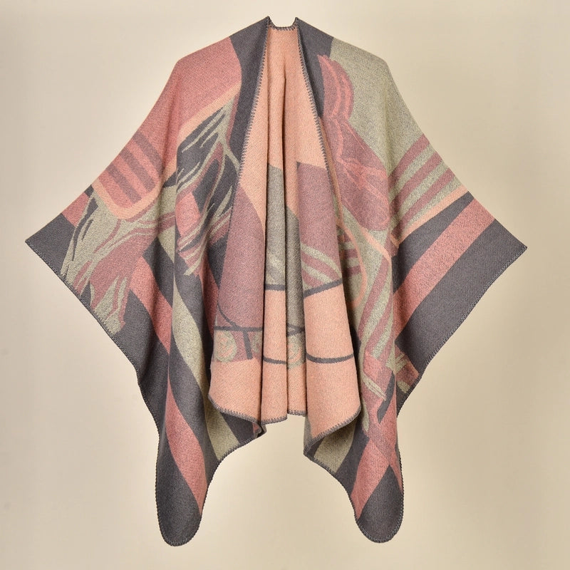 Women's Retro Graffiti Polyester Acrylic Oil Painting Shawl