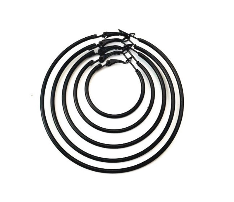 1 Pair Minimalist Solid Color Stainless Steel Hoop Earrings