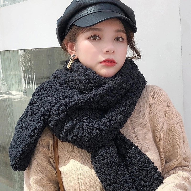 Women's Minimalist Solid Color Fleece Scarf