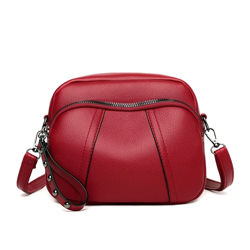 Women's Mini Pu Leather Solid Color Basic Square Zipper Crossbody Bag