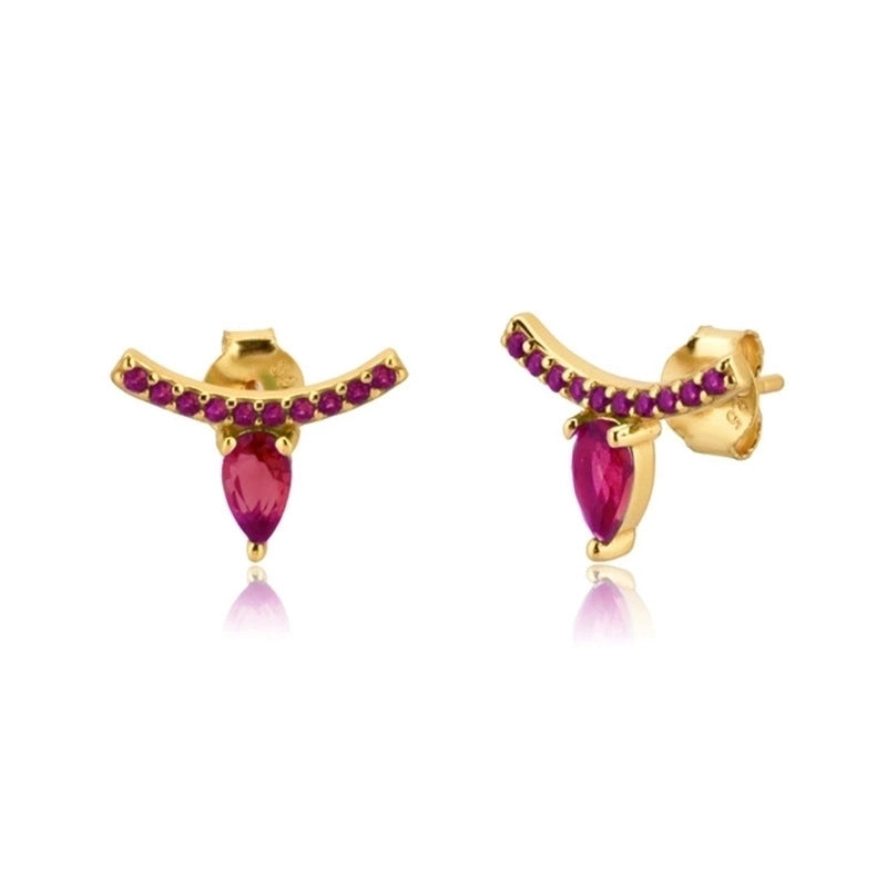 Minimalist Leaf Square Water Droplets Copper Ear Studs Plating Inlay Zircon Copper Earrings