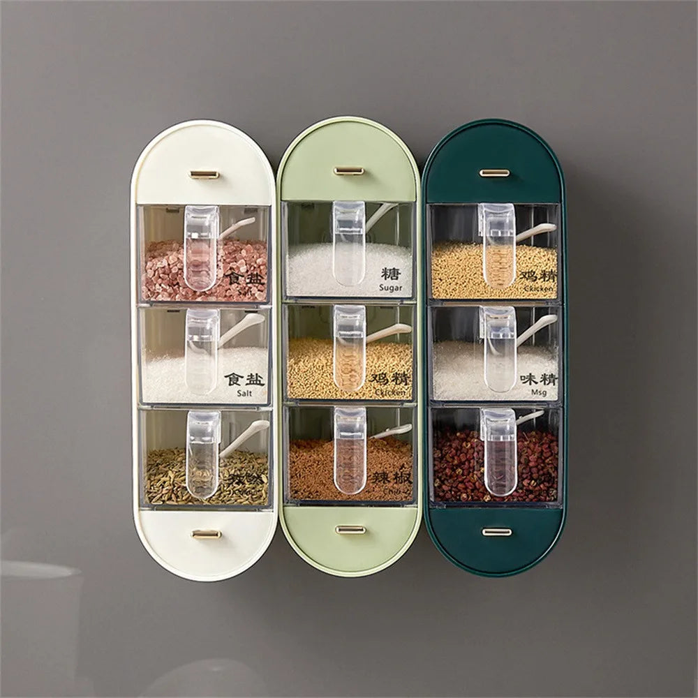 5IN1 ACRYLIC WALL MOUNTED SPICES BOX