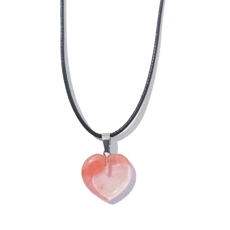 Minimalist Heart Shape Natural Stone Polishing Pendant Necklace 1 Piece