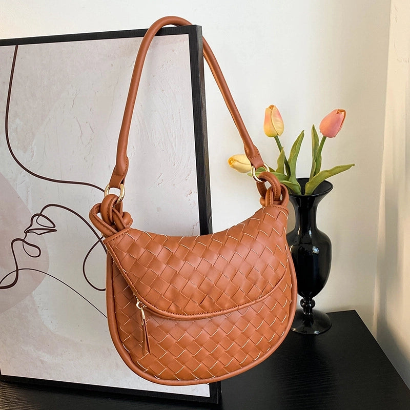 Women's Medium Pu Leather Solid Color Basic Vintage Style Dumpling Shape Flip Cover Underarm Bag