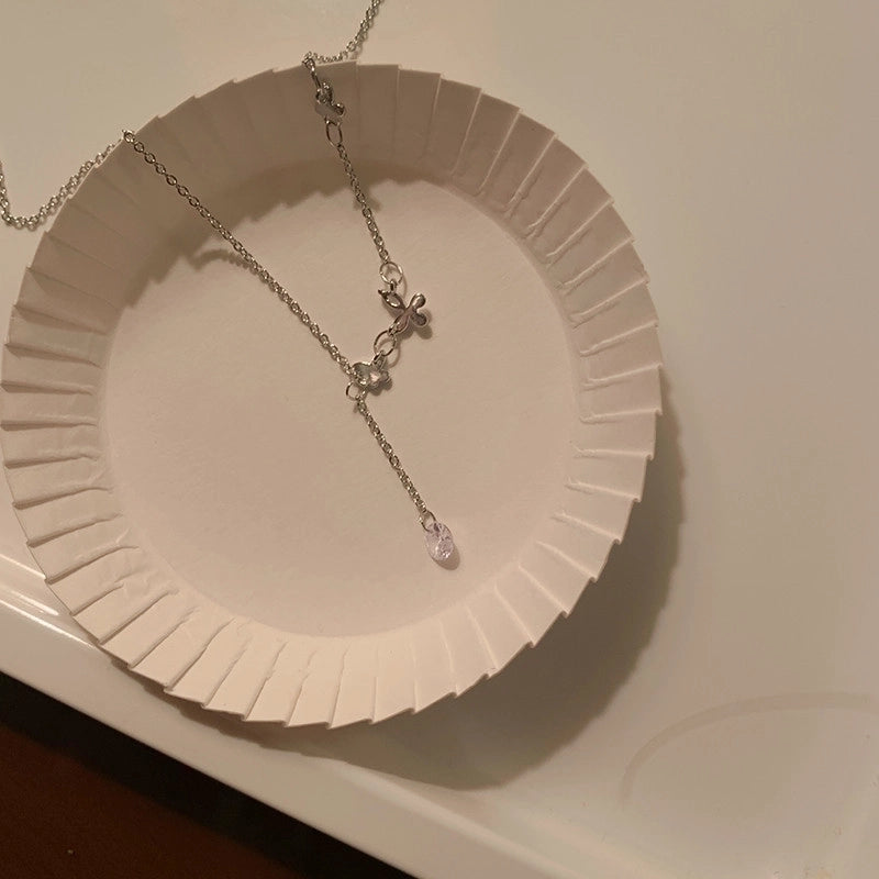 Lady Sweet Heart Shape Flower Fish Tail Imitation Pearl Alloy Inlay Rhinestones Women's Necklace