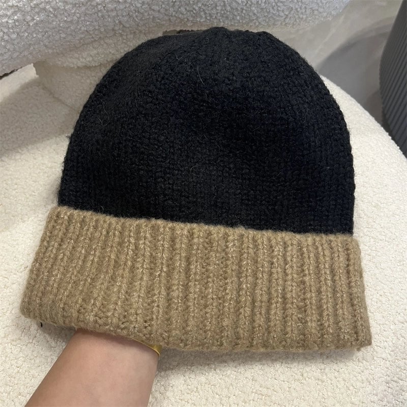Women's Minimalist Color Block Eaveless Wool Cap