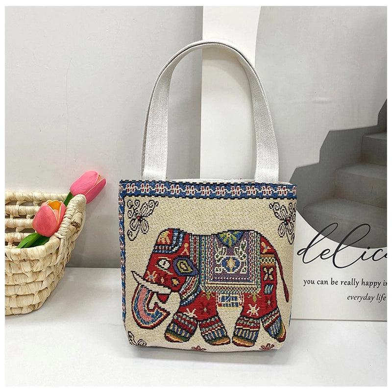 Women's Small Spring&Summer Canvas Printing Cute Open Handbag