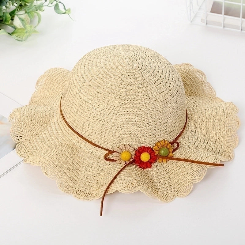 Girl's Cartoon Style Cute Flower Straw Hat