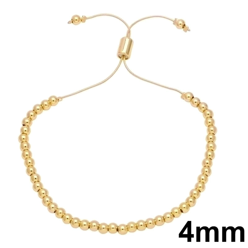 Basic Fashion Minimalist Round Copper Beaded Plating 18k Gold Plated Bracelets