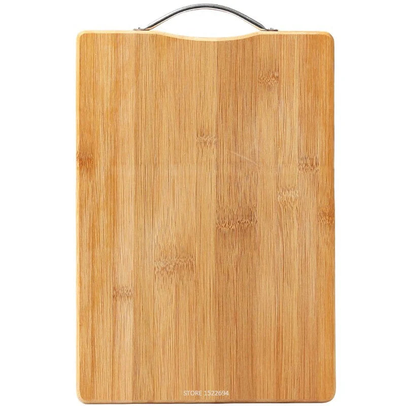 Bamboo Wood Thick Cutting Board for Kitchen with a Stainless Steel Handle