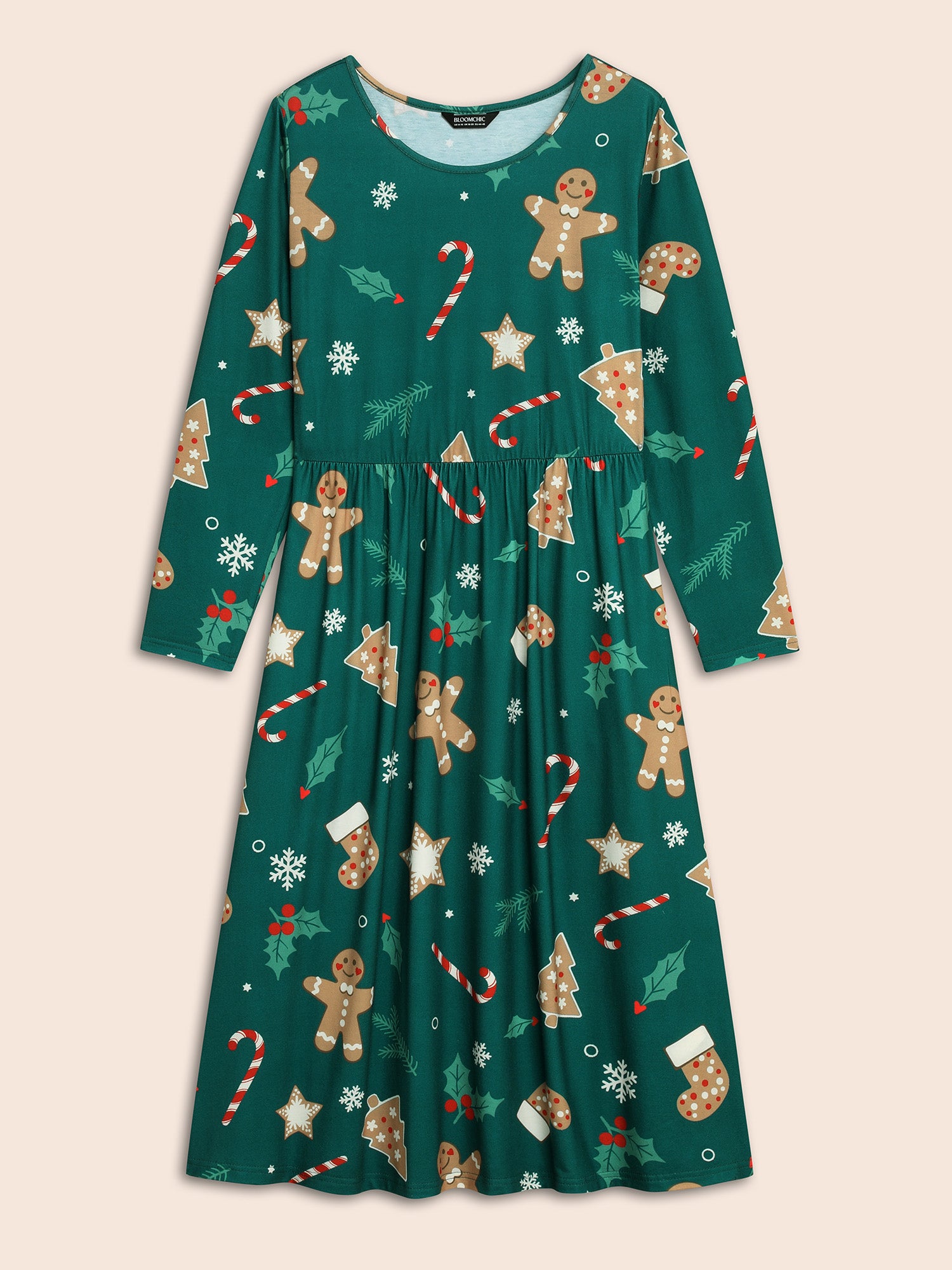 Gingerbread CandyCane Lounge Midi Dress