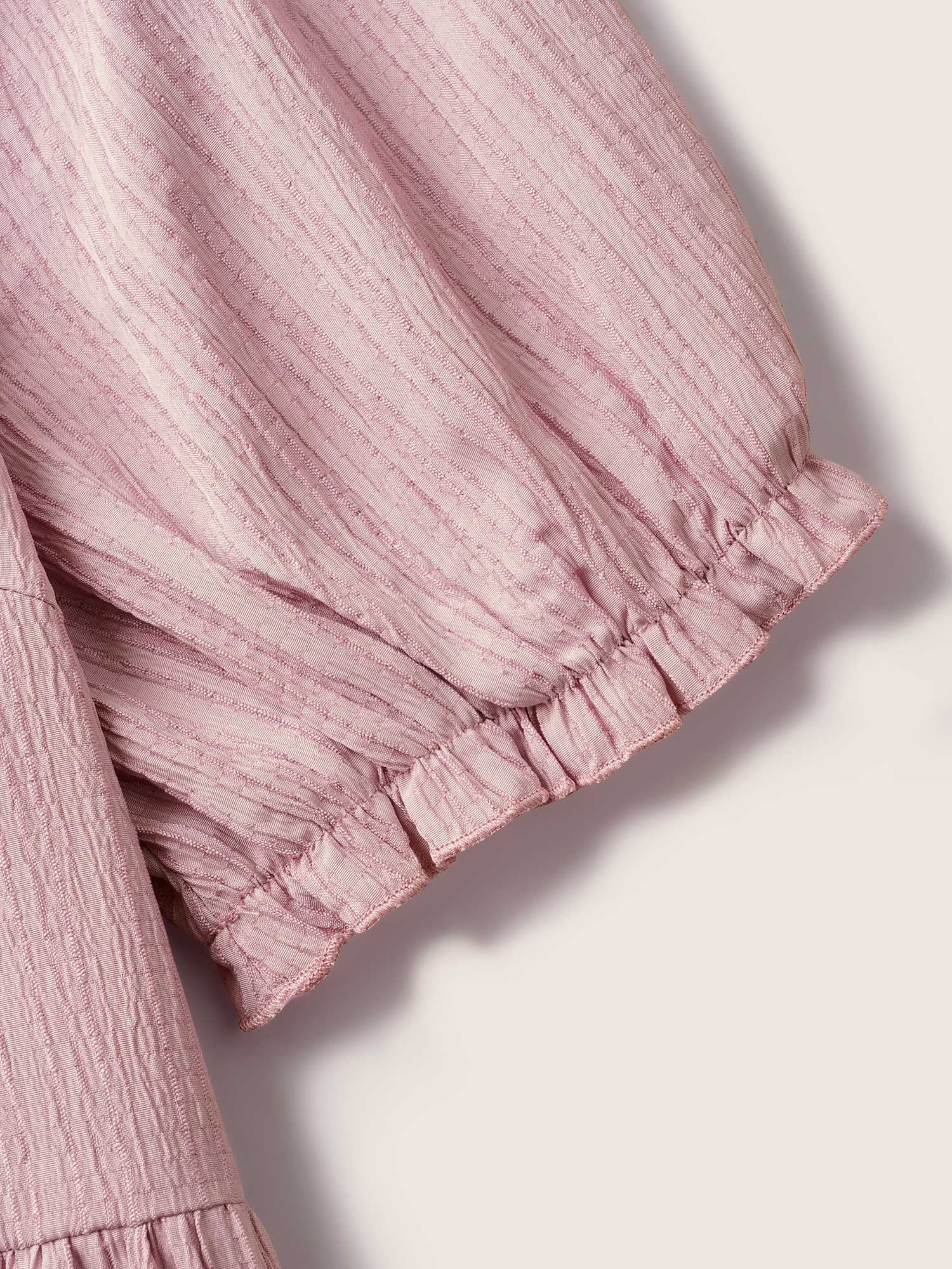 Square Neck Textured Ruffle Layered Hem Dress