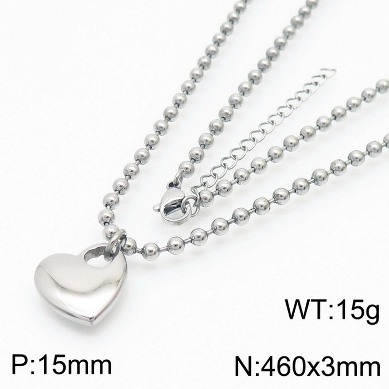 Sweet Heart Shape Stainless Steel 18K Gold Plated Beaded Bracelets Necklace