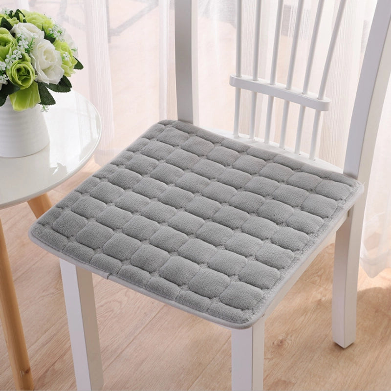 Winter Flannel Padded Non-slip Plush Chair Cushion Office Car Cushion Sofa Restaurant Solid Color Cushion