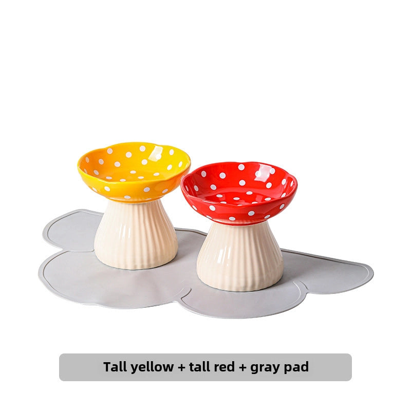 Cat Bowl Ceramic High Leg Protection Cervical Spine Anti-knock Pet Supplies Dog Rice Bowl Cat Food Basin Water Bowl Cat Food Bowl